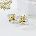 wholesale 925 Sterling Silver Bee Earrings Honeycomb Design Zircon Details-0-3