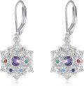 wholesale 925 Sterling Silver Multi-Color Crystal Mandala Drop Earrings Yoga Jewelry-0-0
