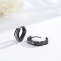 wholesale Black 925 Sterling Silver Rune Hoop Earrings Norse Viking Amulet  for Men Women-0-1