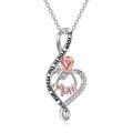 TOUPOP Sterling Silver & Crystal Rose Heart Necklace, I Love You To The Moon And Back-0-0