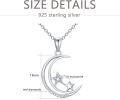 wholesale 925 Sterling Silver Crescent Moon & Stars with Diamonds Pendant Necklace for Women-0-4