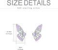 wholesale Gold 925 Sterling Silver CZ Butterfly Stud Earrings with Half Wing Design-0-5