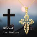 wholesale 14K Gold Hollow Out Ornate Cross Pendant Necklace for Women Gifts-0-4