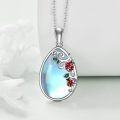 wholesale 925 Sterling Silver Teardrop Opal Ladybug Pendant Necklaces Gifts for Women Girls Mothers' Day Birthdays-0-1