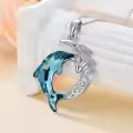 TOUPOP Sterling Silver Crystal Dolphin Pendant Necklace-0-1