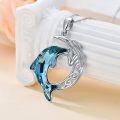 TOUPOP Sterling Silver Crystal Dolphin Pendant Necklace-0-1