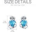 wholesale 925 Sterling Silver Blue Heart Sloth Stud Earrings - Birthday Gifts for Women-0-3