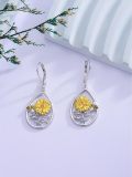 wholesale 925 Sterling Silver Teardrop Sunflower & Bee Drop Earrings-0-5