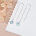 wholesale 925 Sterling Silver 5 7mm Pear Cut Moonstone Horseshoe Threader Earrings for Women-0-1