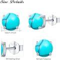 wholesale 925 Sterling Silver Turquoise Stud Earrings 6mm Round Gemstone  for Women-0-1