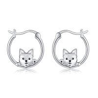 wholesale 925 Sterling Silver Cute Dog Hoop Earrings for Women Girls Gift-Yorkie