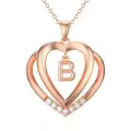 TOUPOP 925 Sterling Silver Moissanite Heart Letter Pendant Necklace-0-0