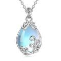 wholesale 925 Sterling Silver Moss Agate Teardrop Pendant Necklace for Women-0-42
