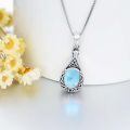 wholesale 925 Sterling Silver Cremation Urn Pendant Necklace Celtic Knot Blue Opal Teardrop Platinum Plated-0-1