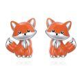 wholesale 925 Sterling Silver Orange Fox Stud Earrings - Adorable Cartoon Style Animal Jewelry for Girls and Women-0-0