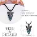 wholesale 925 Sterling Silver Turquoise Inlay Nordic Pendant Necklace  with Wolf Head Design - Mens & Womens Norse Jewelry-0-3