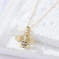 wholesale 14K Gold Honeybee Pendant Necklace with Cubic Zirconia and Black Onyx Accents for Women-0-3