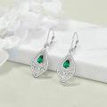 wholesale 925 Sterling Silver Teardrop Green Emerald & Red Garnet Filigree Drop Leverback Earrings for Women Valentines Day Gifts-0-1