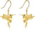 wholesale 14K Gold Mini Hummingbird Stud Earrings Fine Filigree Jewelry Gifts-0-0