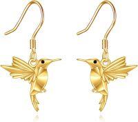 wholesale 14K Gold Mini Hummingbird Stud Earrings Fine Filigree Jewelry Gifts-Hummingbird Dangle Earrings