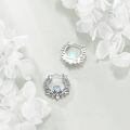 wholesale 925 Sterling Silver Moonstone Lotus Flower Hoop Earrings Oxidized Vintage Women Jewelry-0-3