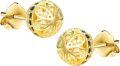 wholesale Gold Plated 925 Sterling Silver Filigree Stud Earrings with Black CZ Stones for Women-0-0