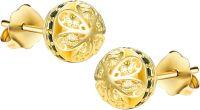 wholesale Gold Plated 925 Sterling Silver Filigree Stud Earrings with Black CZ Stones for Women-Hollow Ball Stud