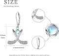 wholesale 925 Sterling Silver Crossed Hockey Sticks with Moonstones Leverback Drop Earrings for Women's  Ideas-0-5