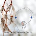 wholesale 925 Sterling Silver Blue Crystal Dreamcatcher Chain Bracelet Wholesale With Pink Flower Accents-0-3