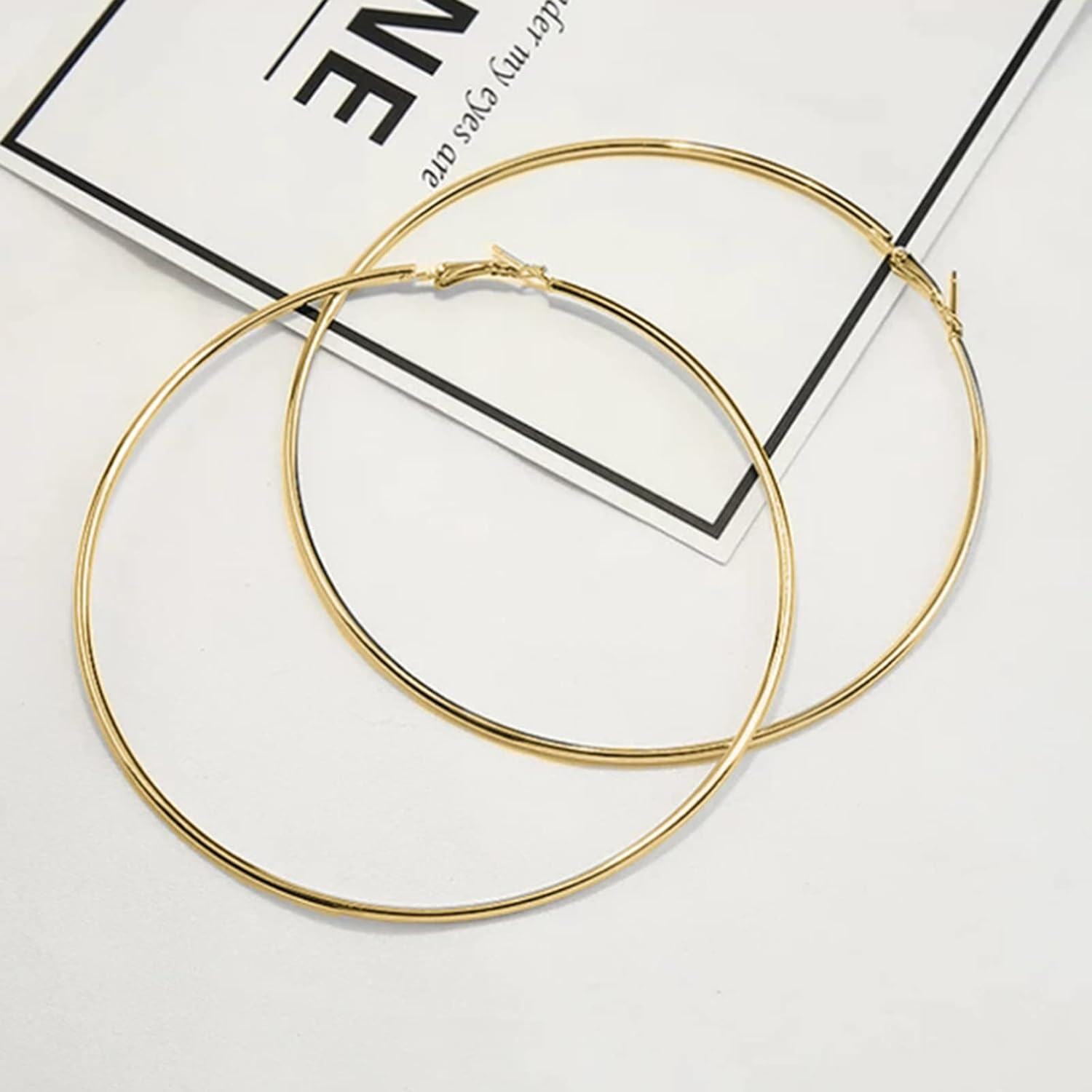 Gold 925 Sterling Silver Circle Endless Hoop Earrings for Women 4cm Diameter-0-3