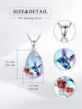 wholesale 925 Sterling Silver Hummingbird & Flower Design Blue Moonstone Pendant Necklace for Women-0-1