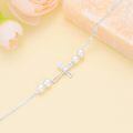 wholesale 10k White Gold Cross 5mm Natural Freshwater Pearl Anklet For Women-0-2