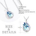 wholesale 925 Sterling Silver Dragonfly Pendant With Blue Resin Wings And Crystal Center-0-3