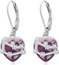 wholesale 925 Sterling Silver Birthstone 12 Constellations Heart Dangle Earrings-06-Jun-Gemini(5.21-6.21)