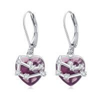 wholesale 925 Sterling Silver Birthstone 12 Constellations Heart Dangle Earrings-06-Jun-Gemini(5.21-6.21)
