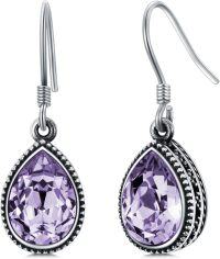 wholesale 925 Sterling Silver Multicolor Gemstone Simulated Birthstone Teardrop Dangle Earrings-June Birthstone