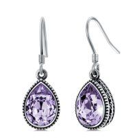 wholesale 925 Sterling Silver Teardrop Blue Topaz Drop Earrings-June Birthstone