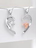 wholesale 925 Sterling Silver Elephant Mother Daughter Jewelry Set - Heart Pendant Necklace for Women, Mom Gift for Birthday, Mother's Day-0-2