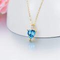 wholesale 14K Gold Blue Topaz Heart Pendant Necklace for Women-0-1