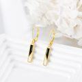 wholesale Gold-Plated 925 Sterling Silver Black Onyx Filigree Leverback Drop Earrings-0-2