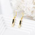 wholesale 925 Sterling Silver Black Teardrop Earrings With Gold Leaf Details-0-3