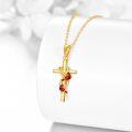 wholesale 14K Gold Cross with Red Birds and Knot Design Pendant Necklace for Women Gifts-0-2