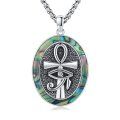 wholesale 925 Sterling Silver Oval Abalone Shell Black Onyx Turquoise Malachite Snake Ankh Eye Of Horus Pendant Necklace  for Women Men 45cm Chain Length-0-0