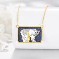 wholesale 925 Sterling Silver and Lapis Lazuli Polar Bear Girl Pendant Necklace-0-5