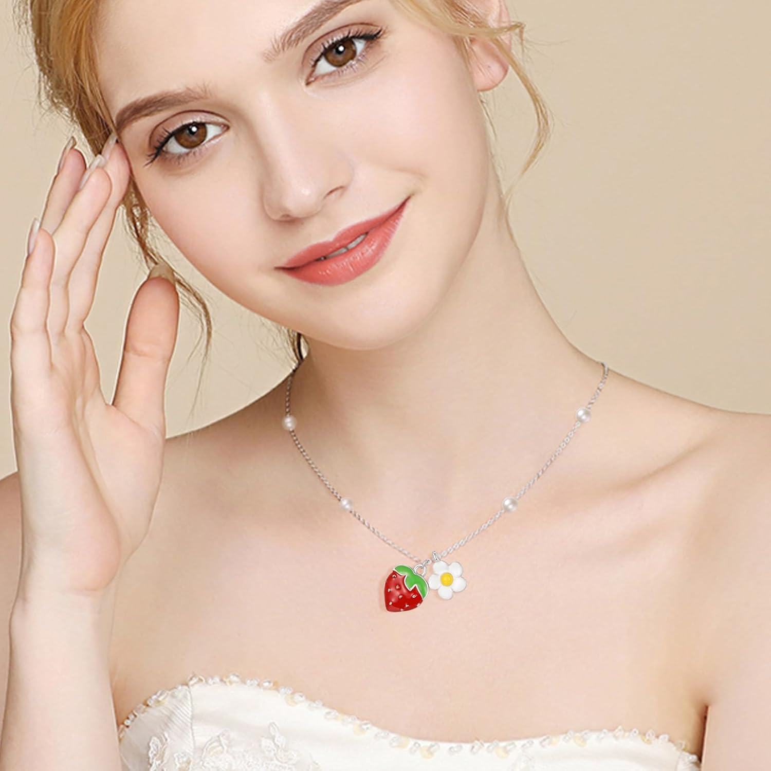 925 Sterling Silver Pearl Daisy Flower Charm Pendant Necklace for Women Minimalist  Ideas-0-3