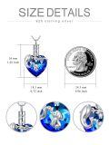wholesale 925 Sterling Silver Elephant Heart Blue Crystal Cremation Jewelry Urn Pendant Necklace with Funnel and Fill Kit-0-4