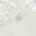 wholesale 925 Sterling Silver Yellow Crystal Daisy Flower Ankle Anklet Set Gift for Women Girl-0-3