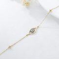 wholesale 14K Gold Evil Eye Charm Bracelet with Blue Stones - Adjustable Size 7-8-0-3