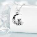 wholesale 925 Sterling Silver Crescent Moon with Owl Charm Necklace - Cute Animal s for Women Girls-0-1