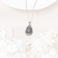 wholesale 925 Sterling Silver Teardrop Jesus Face Pendant with Crown of Thorns - Gothic Punk Style Necklace for Women and Men-0-5